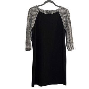 LOFT Black Gray Raglan Crew Neck Dress